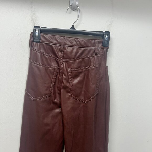 Abercrombie & Fitch 90s Straight Ultra High Rise Faux Leather Pants Brown Size 2 - Picture 5 of 8